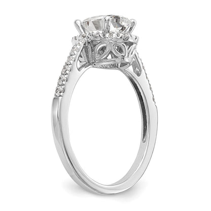 14K White Gold Halo Plus (Holds 1 carat (7x5mm) Oval Center) 1/4 carat Diamond Semi-Mount Engagement Ring