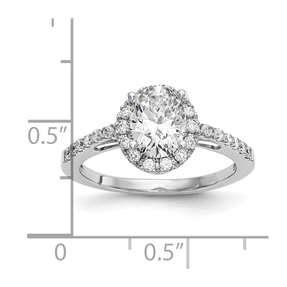 14K White Gold Halo Plus (Holds 1 carat (7x5mm) Oval Center) 1/4 carat Diamond Semi-Mount Engagement Ring