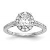 14K White Gold Halo Plus (Holds 1 carat (7x5mm) Oval Center) 1/4 carat Diamond Semi-Mount Engagement Ring