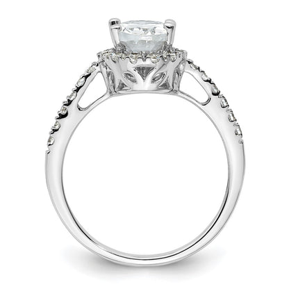 14K White Gold Halo Plus (Holds 1.5 carat (9x6mm) Oval Center) 3/8 carat Diamond Semi-Mount Engagement Ring