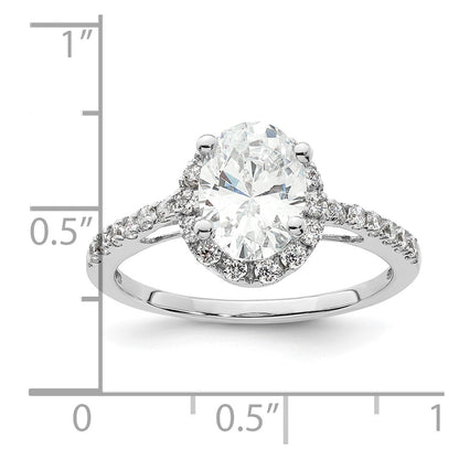 14K White Gold Halo Plus (Holds 1.5 carat (9x6mm) Oval Center) 3/8 carat Diamond Semi-Mount Engagement Ring