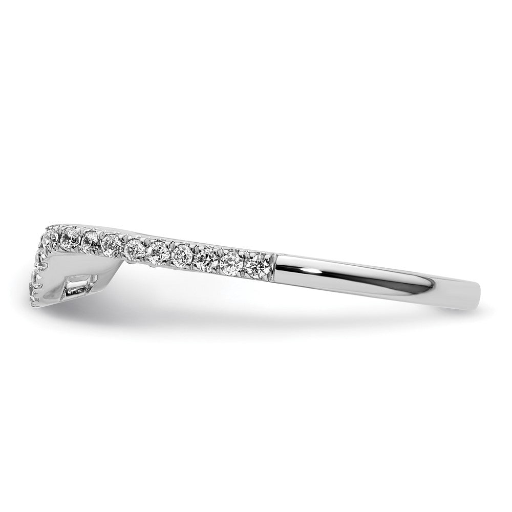14K White Gold 1/5 carat Diamond Contoured Complete Wedding Band