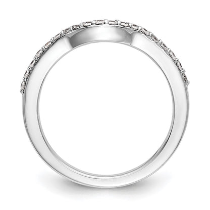 14K White Gold 1/4 carat Diamond Contoured Complete Wedding Band