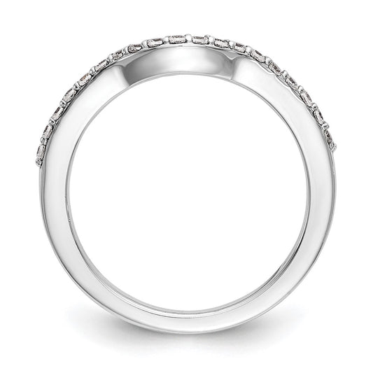 14K White Gold 1/4 carat Diamond Contoured Complete Wedding Band