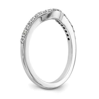 14K White Gold 1/4 carat Diamond Contoured Complete Wedding Band