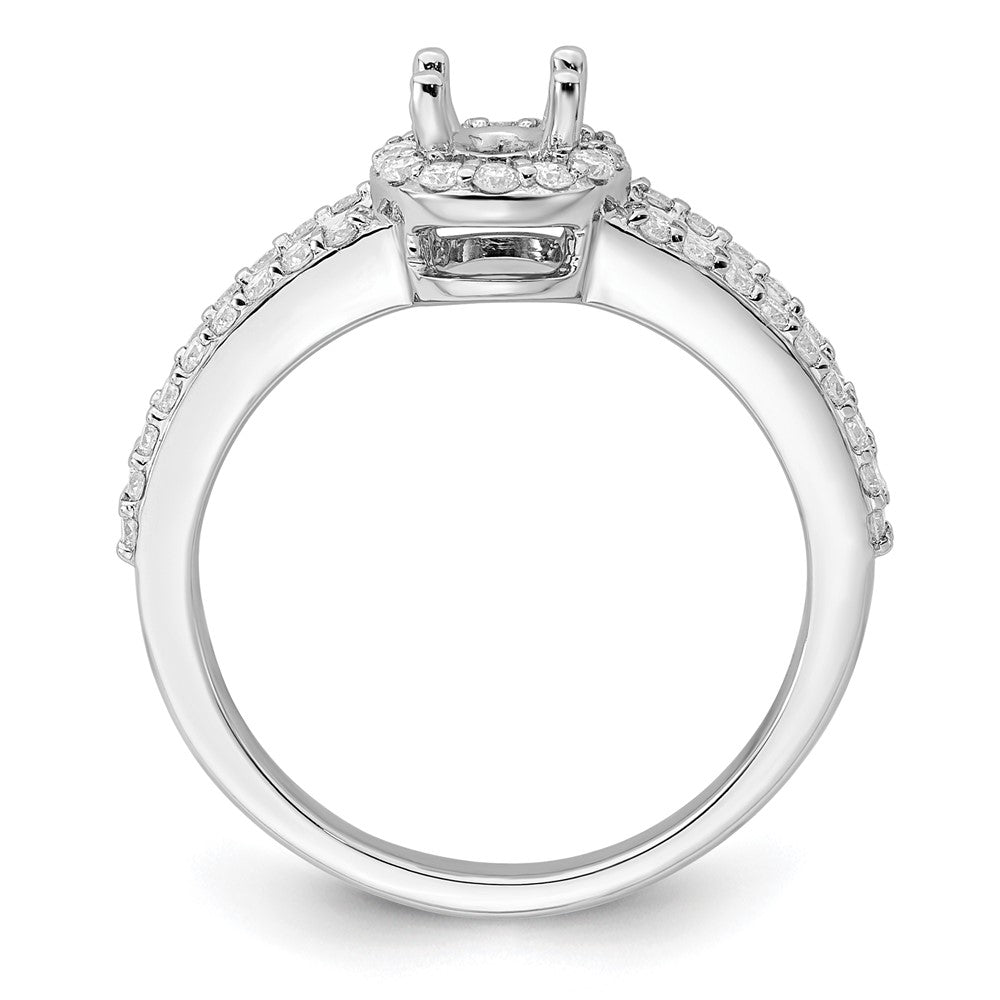 14K White Gold Halo Plus (Holds 1/2 carat (6x4mm) Oval Center) 1/2 carat Diamond Semi-Mount Engagement Ring