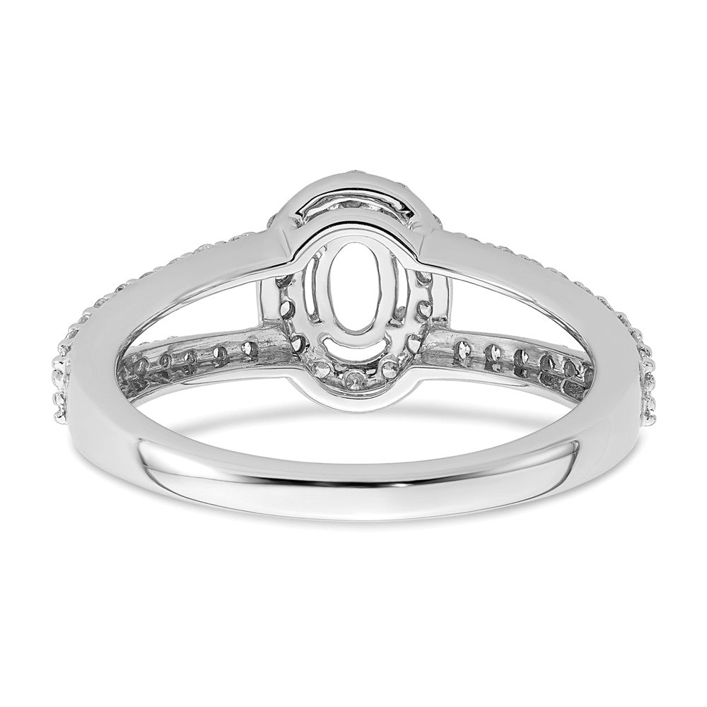 14K White Gold Halo Plus (Holds 1/2 carat (6x4mm) Oval Center) 1/2 carat Diamond Semi-Mount Engagement Ring