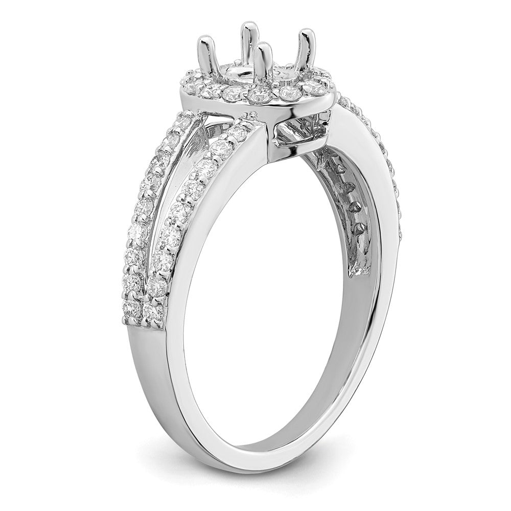 14K White Gold Halo Plus (Holds 1/2 carat (6x4mm) Oval Center) 1/2 carat Diamond Semi-Mount Engagement Ring