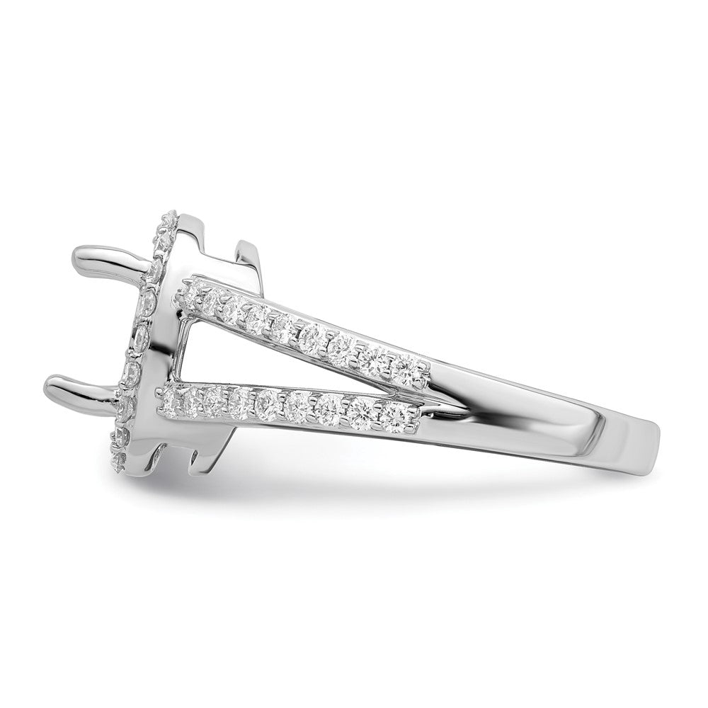 14K White Gold Halo Plus (Holds 2 carat (9.5x7.0mm) Oval Center) 1/2 carat Diamond Semi-Mount Engagement Ring