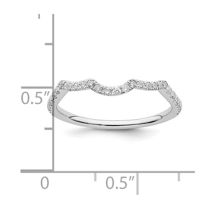 14K White Gold 1/4 carat Diamond Contoured Complete Wedding Band