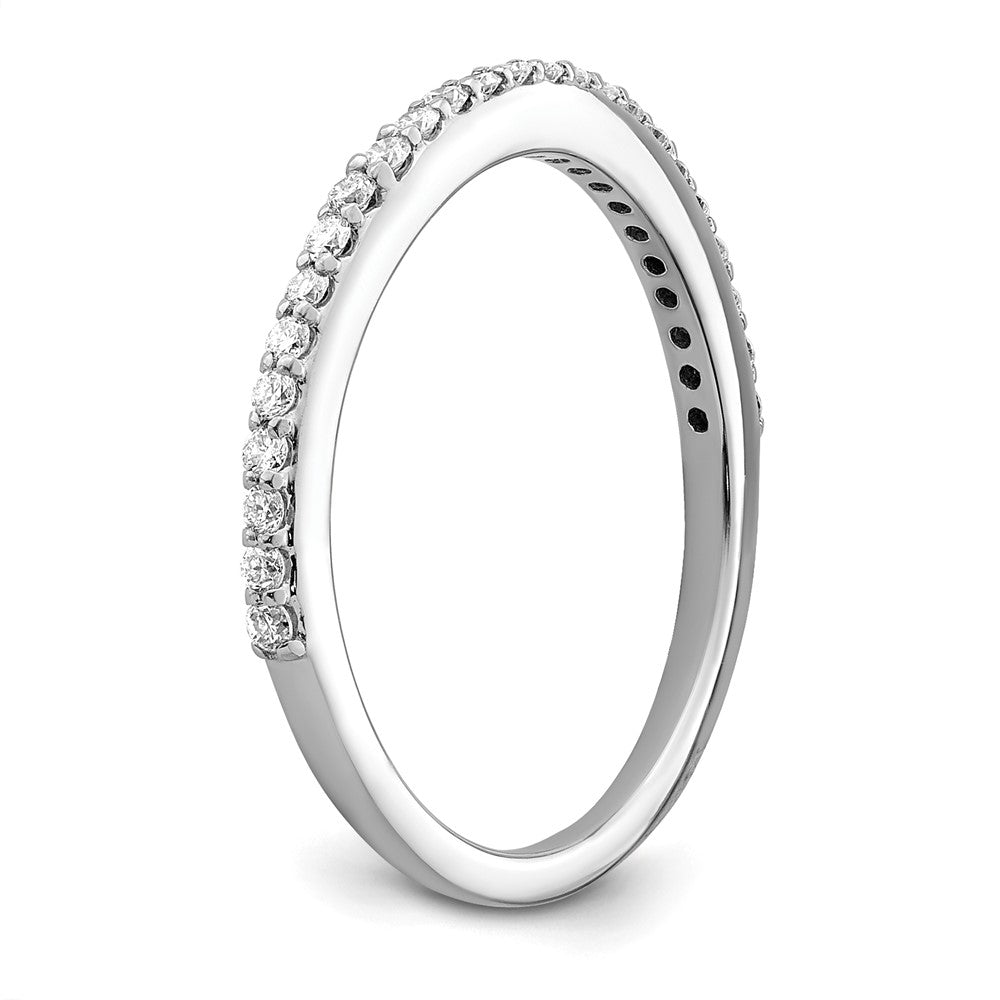 14K White Gold 1/4 carat Diamond Contoured Complete Wedding Band