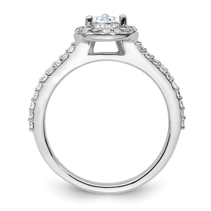 14K White Gold Halo Plus (Holds 3/4 carat (7x5mm) Pear Center) 5/8 carat Diamond Semi-Mount Engagement Ring