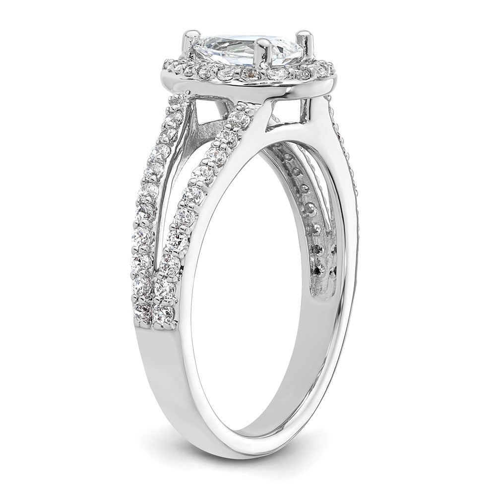 14K White Gold Halo Plus (Holds 3/4 carat (7x5mm) Pear Center) 5/8 carat Diamond Semi-Mount Engagement Ring