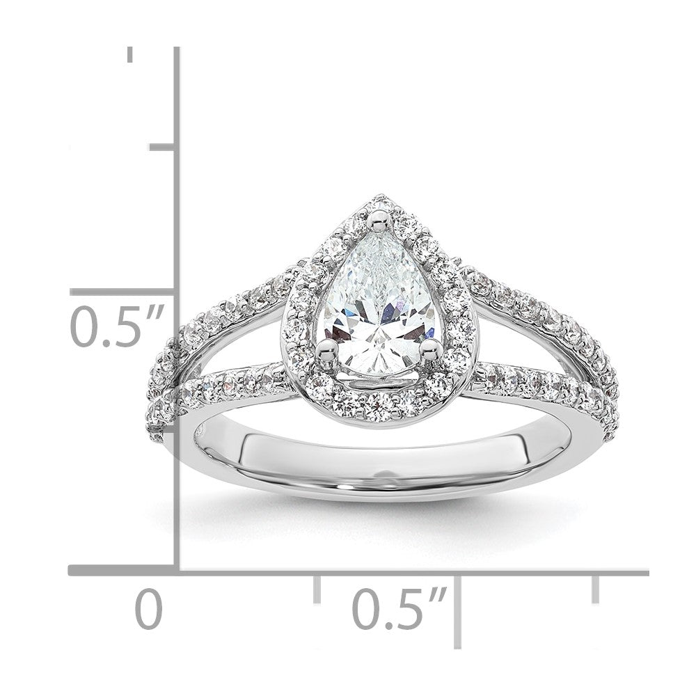 14K White Gold Halo Plus (Holds 3/4 carat (7x5mm) Pear Center) 5/8 carat Diamond Semi-Mount Engagement Ring