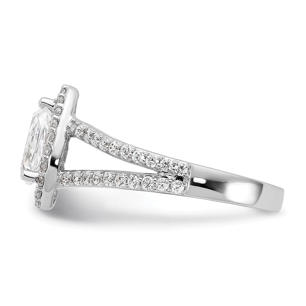 14K White Gold Halo Plus (Holds 1 carat (8x5mm) Pear Center) 5/8 carat Diamond Semi-Mount Engagement Ring