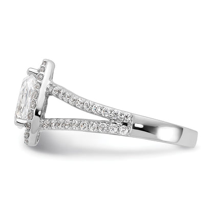 14K White Gold Halo Plus (Holds 1 carat (8x5mm) Pear Center) 5/8 carat Diamond Semi-Mount Engagement Ring