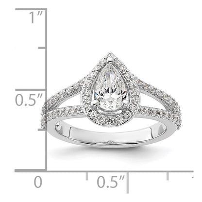 14K White Gold Halo Plus (Holds 1 carat (8x5mm) Pear Center) 5/8 carat Diamond Semi-Mount Engagement Ring