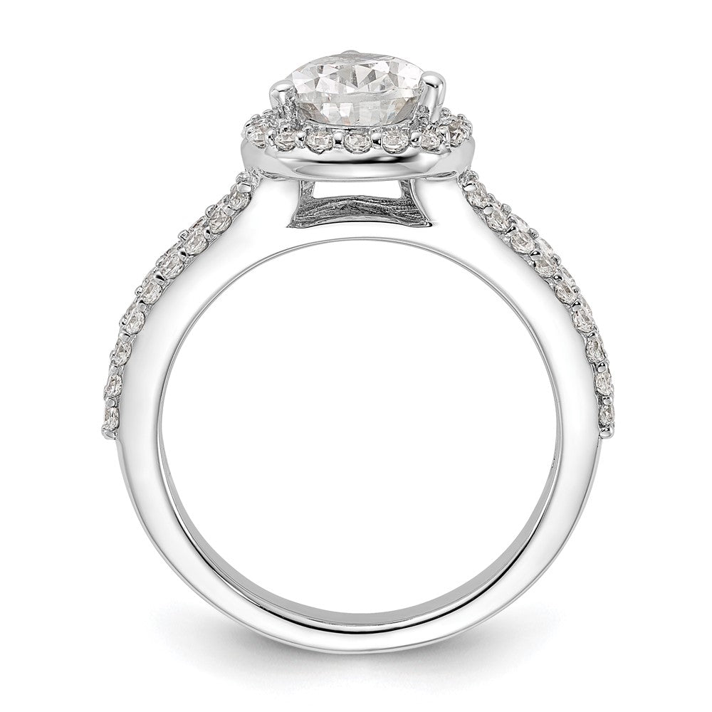 True Origin 14K White Gold 5/8 carat Lab Grown Diamond VS+ F+ Semi-Mount Pear Halo Engagement Ring