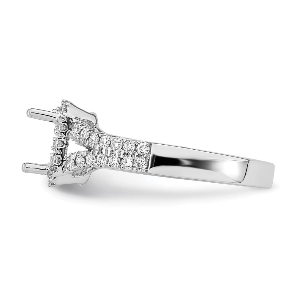 True Origin 14K White Gold 3/8 carat Lab Grown Diamond VS+ F+ Semi-Mount Emerald Halo Engagement Ring