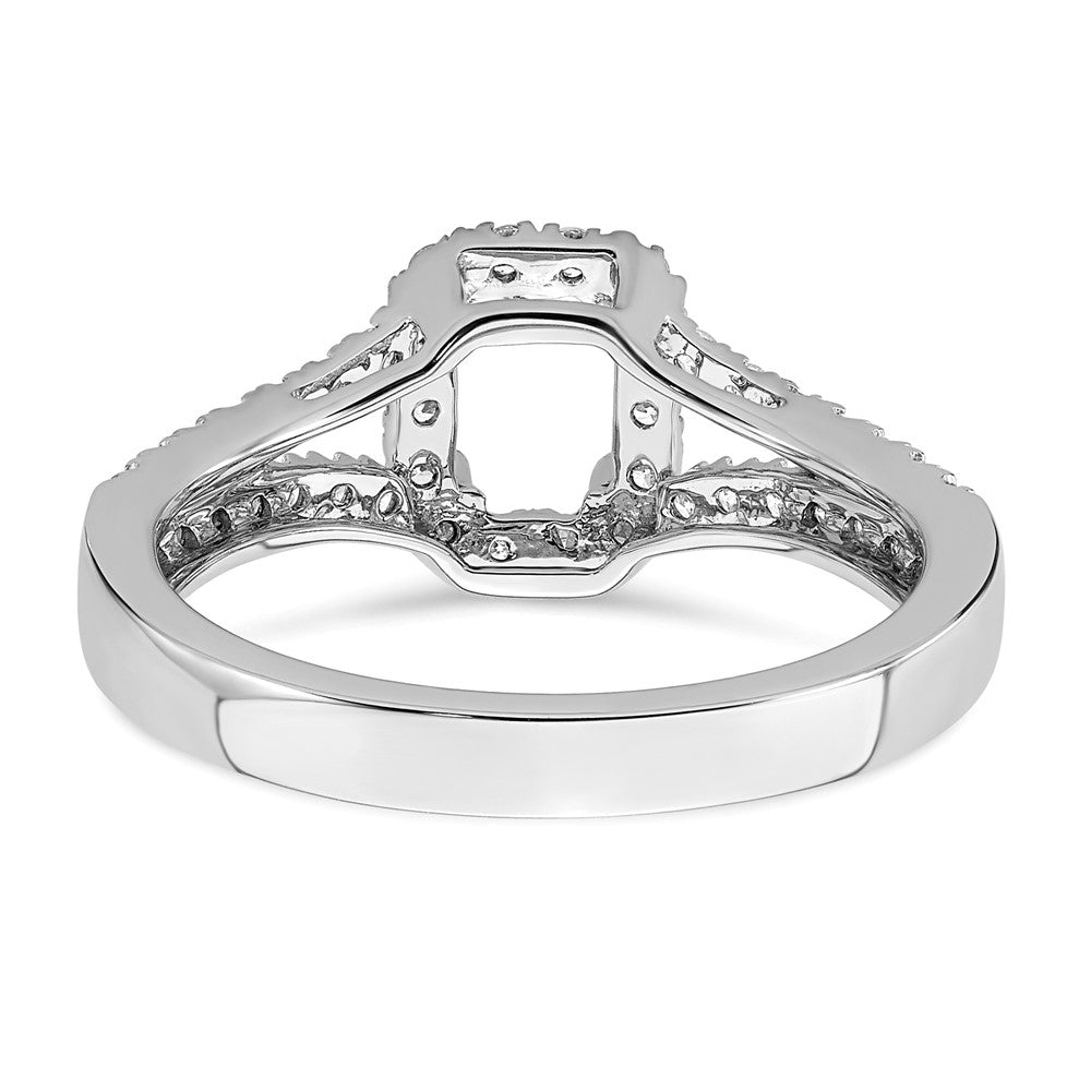 True Origin 14K White Gold 3/8 carat Lab Grown Diamond VS+ F+ Semi-Mount Emerald Halo Engagement Ring