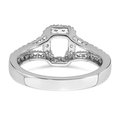 True Origin 14K White Gold 3/8 carat Lab Grown Diamond VS+ F+ Semi-Mount Emerald Halo Engagement Ring