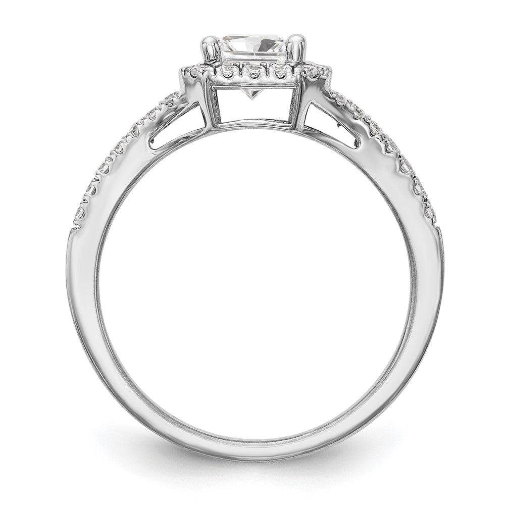 True Origin 14K White Gold 1/2 carat Lab Grown Diamond VS+ F+ Semi-Mount Emerald Halo Engagement Ring