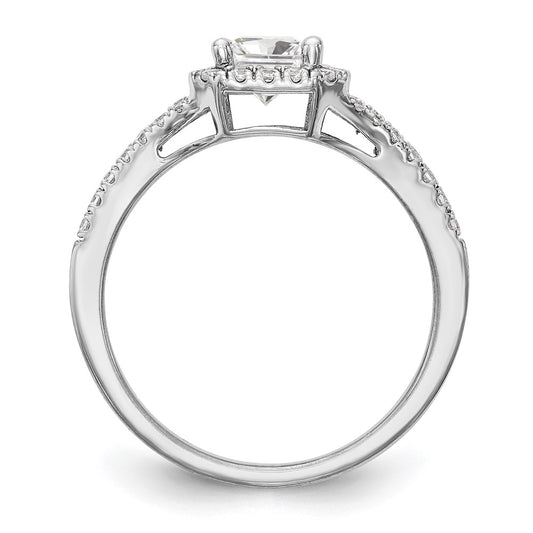 True Origin 14K White Gold 1/2 carat Lab Grown Diamond VS+ F+ Semi-Mount Emerald Halo Engagement Ring