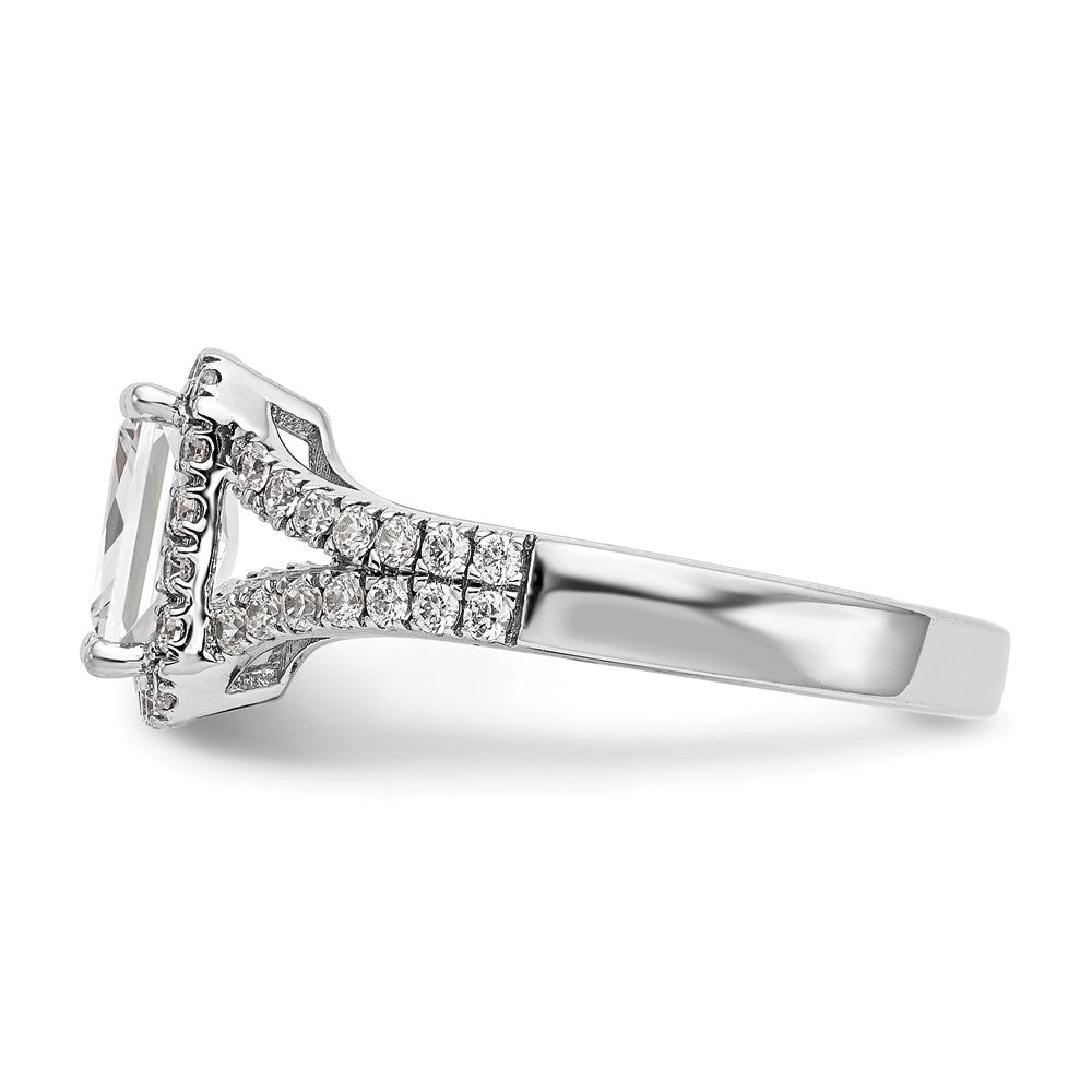 True Origin 14K White Gold 1/2 carat Lab Grown Diamond VS+ F+ Semi-Mount Emerald Halo Engagement Ring