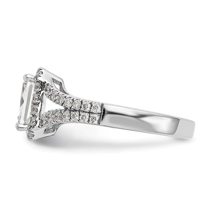 True Origin 14K White Gold 1/2 carat Lab Grown Diamond VS+ F+ Semi-Mount Emerald Halo Engagement Ring