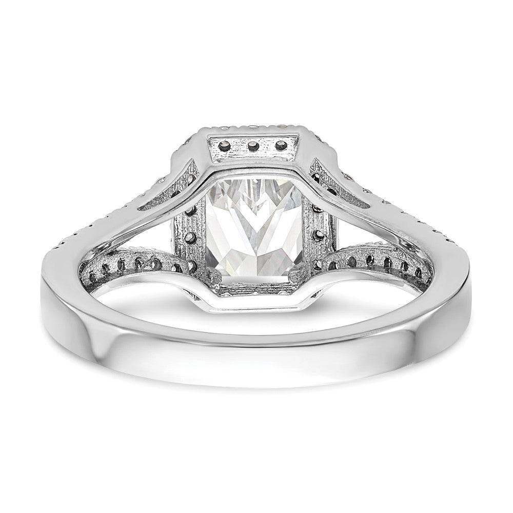True Origin 14K White Gold 1/2 carat Lab Grown Diamond VS+ F+ Semi-Mount Emerald Halo Engagement Ring