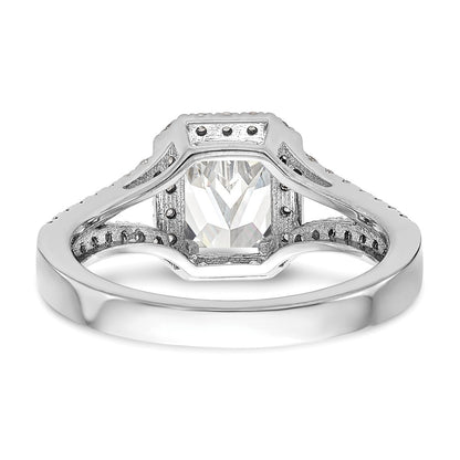 14K White Gold Halo Plus (Holds 1 carat (7.7x5.8mm) Emerald-cut Center) 1/2 carat Diamond Semi-Mount Engagement Ring