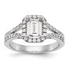 True Origin 14K White Gold 1/2 carat Lab Grown Diamond VS+ F+ Semi-Mount Emerald Halo Engagement Ring