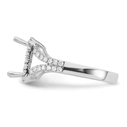 True Origin 14K White Gold 1/2 carat Lab Grown Diamond VS+ F+ Semi-Mount Emerald Halo Engagement Ring