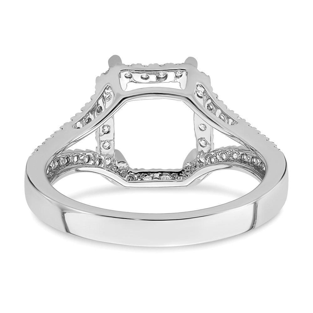 True Origin 14K White Gold 1/2 carat Lab Grown Diamond VS+ F+ Semi-Mount Emerald Halo Engagement Ring