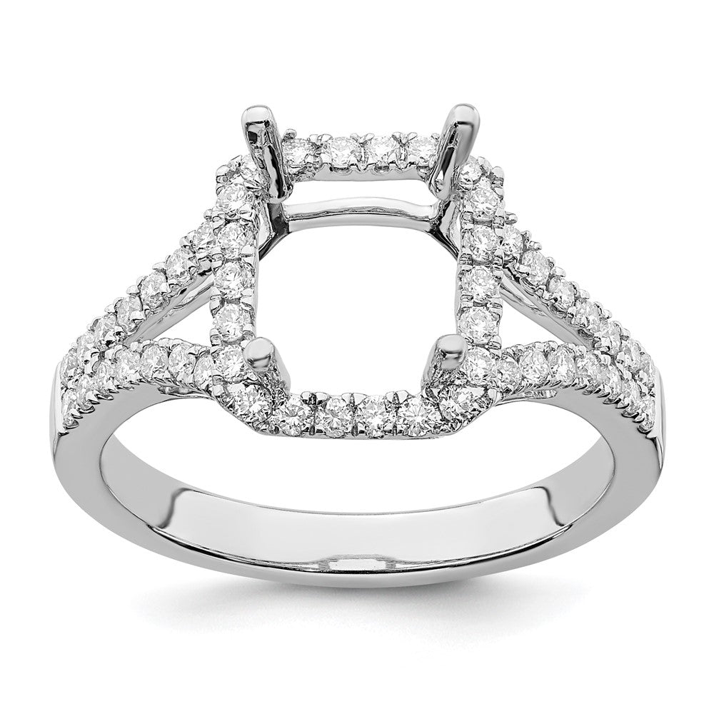True Origin 14K White Gold 1/2 carat Lab Grown Diamond VS+ F+ Semi-Mount Emerald Halo Engagement Ring