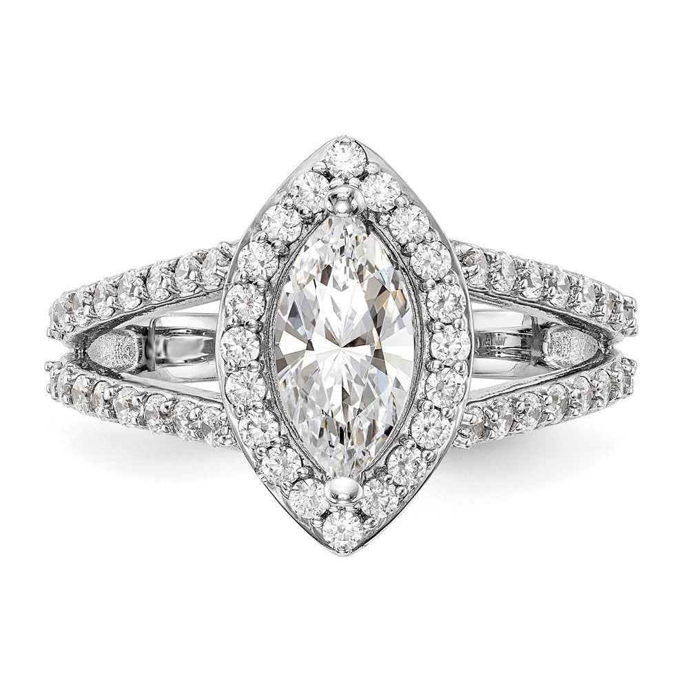 14K White Gold Halo Plus (Holds 1 carat (10x5mm) Marquise Center) 3/4 carat Diamond Semi-Mount Engagement Ring