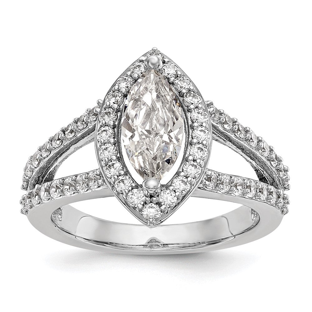 14K White Gold Halo Plus (Holds 1 carat (10x5mm) Marquise Center) 3/4 carat Diamond Semi-Mount Engagement Ring