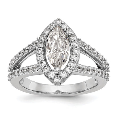 14K White Gold Halo Plus (Holds 1 carat (10x5mm) Marquise Center) 3/4 carat Diamond Semi-Mount Engagement Ring