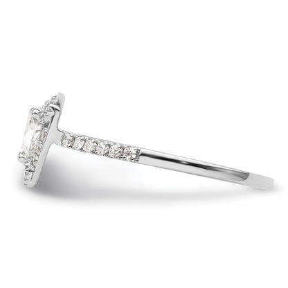 14K White Gold Halo Plus (Holds 1/2 carat (5.00mm) Trillion Center) 1/4 carat Diamond Semi-Mount Engagement Ring