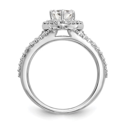 14K White Gold Halo Plus (Holds 1 carat (6.6mm) Heart Center) 3/4 carat Diamond Semi-Mount Engagement Ring