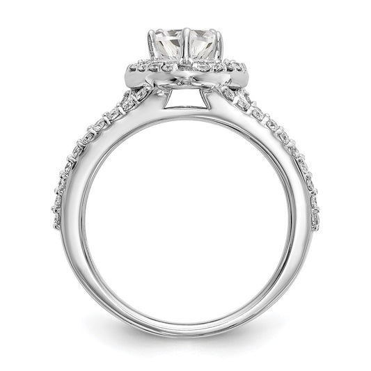14K White Gold Halo Plus (Holds 1 carat (6.6mm) Heart Center) 3/4 carat Diamond Semi-Mount Engagement Ring