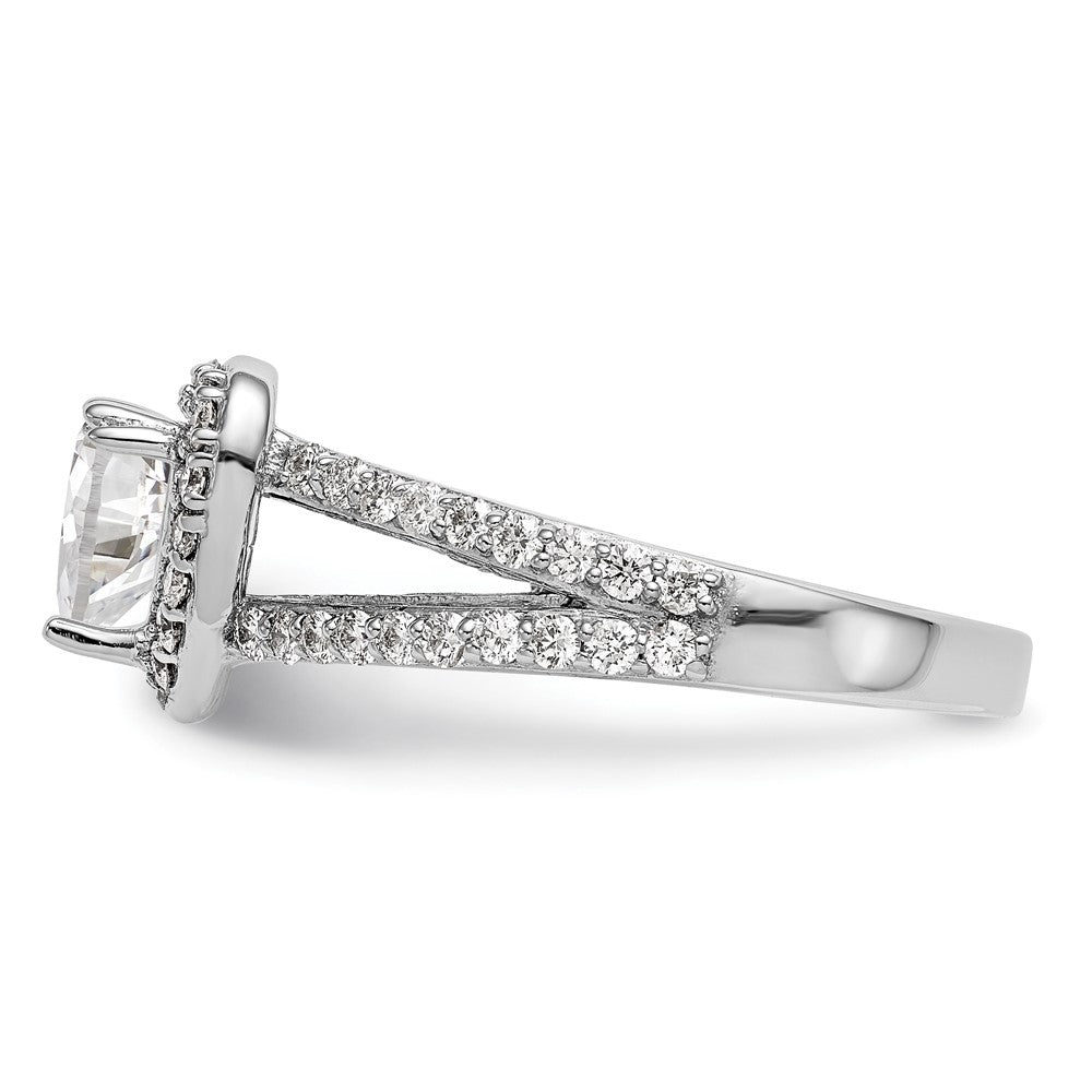 14K White Gold Halo Plus (Holds 1 carat (6.6mm) Heart Center) 3/4 carat Diamond Semi-Mount Engagement Ring