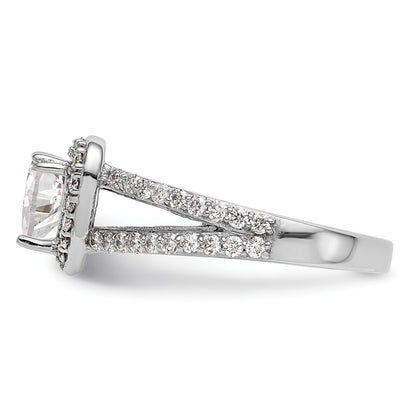 14K White Gold Halo Plus (Holds 1 carat (6.6mm) Heart Center) 3/4 carat Diamond Semi-Mount Engagement Ring