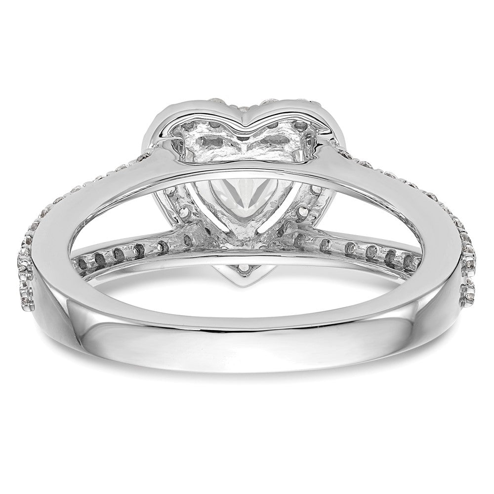 14K White Gold Halo Plus (Holds 1 carat (6.6mm) Heart Center) 3/4 carat Diamond Semi-Mount Engagement Ring