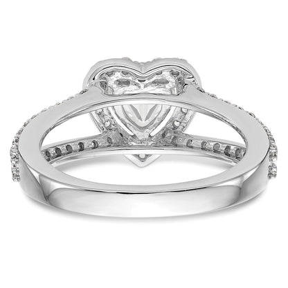 14K White Gold Halo Plus (Holds 1 carat (6.6mm) Heart Center) 3/4 carat Diamond Semi-Mount Engagement Ring