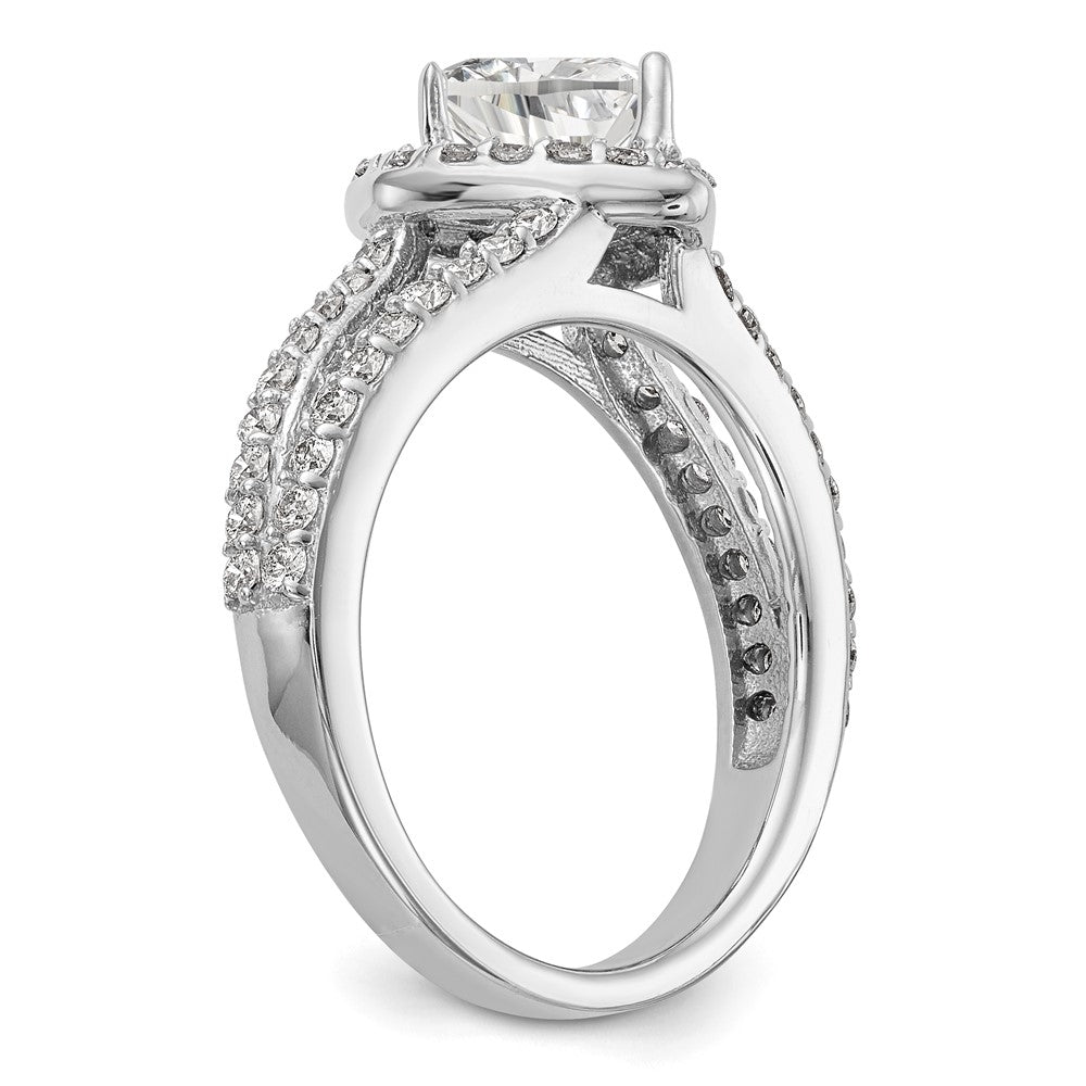 14K White Gold Halo Plus (Holds 1 carat (6.6mm) Heart Center) 3/4 carat Diamond Semi-Mount Engagement Ring