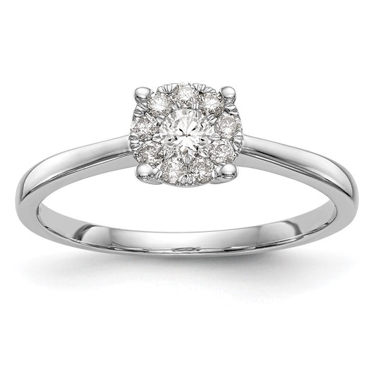 14K White Gold Lab Grown VS/SI+ G+ Dia Cluster Complete Engagement Ring