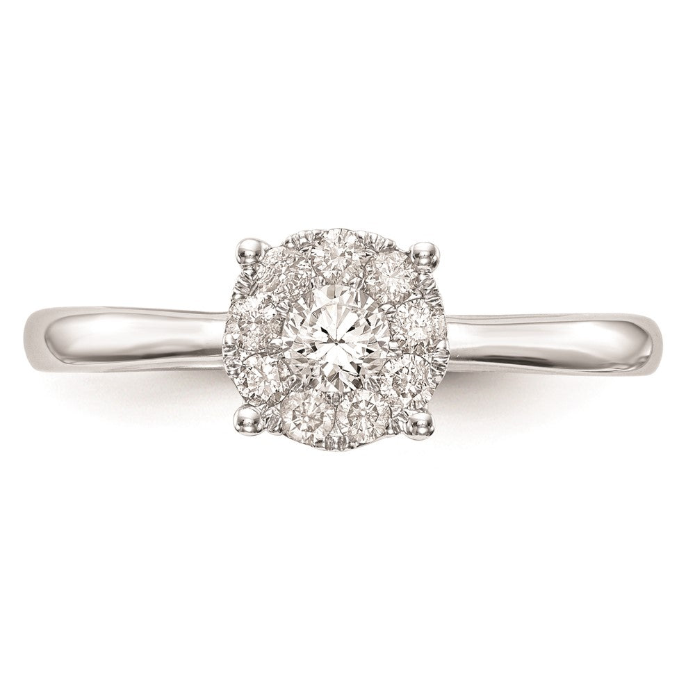 14K White Gold Halo Cluster 1/3 carat Diamond Complete Engagement Ring