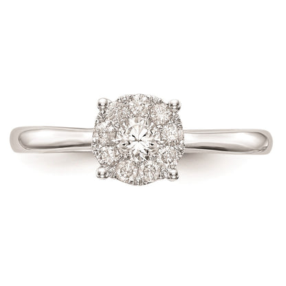 14K White Gold Halo Cluster 1/3 carat Diamond Complete Engagement Ring