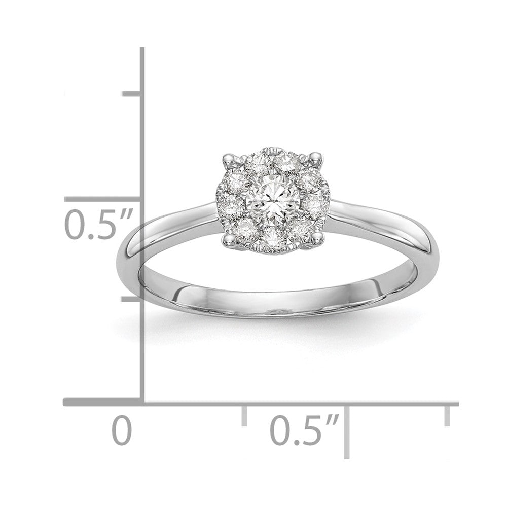 14K White Gold Halo Cluster 1/3 carat Diamond Complete Engagement Ring